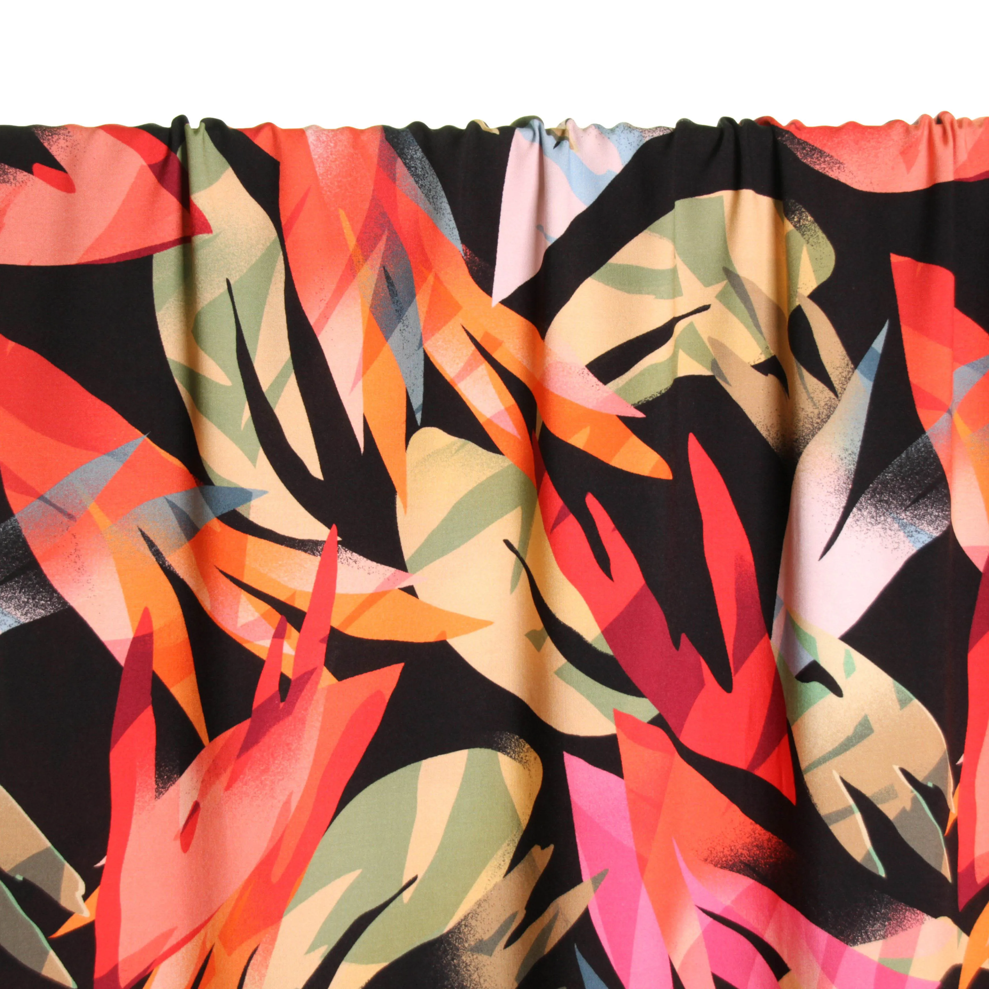Viscose zwart plant leaves  - Atelier Jupe